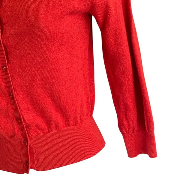 Heritage Y2K Cropped Cardigan Sweater M Red Crochet Lace Preppy Rockabilly Retro - Picture 5 of 10